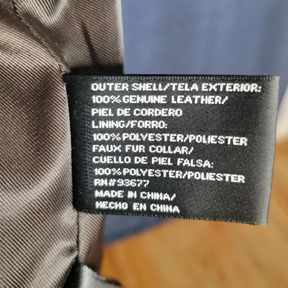 A.N.A. a.n.a Brown Leather Genuine Lambskin Jacket Faux Fur Collar Womens L Moto - Picture 10 of 13